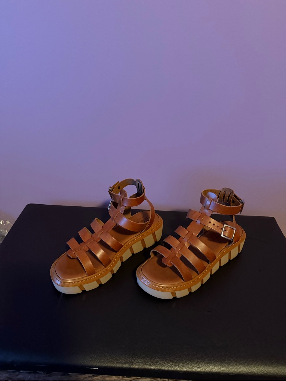 Carlo Pera Brown Gladiator Sandals with Chunky Sole